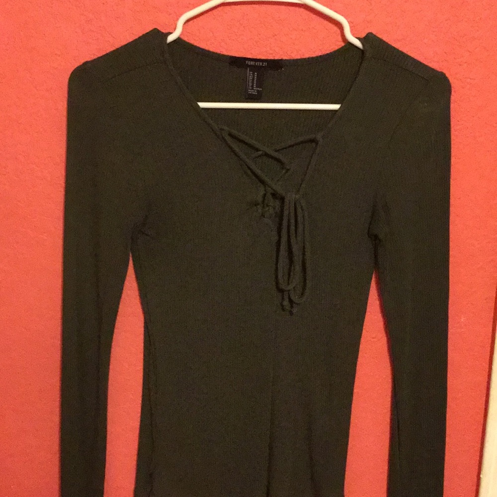 long sleeve lace up shirt